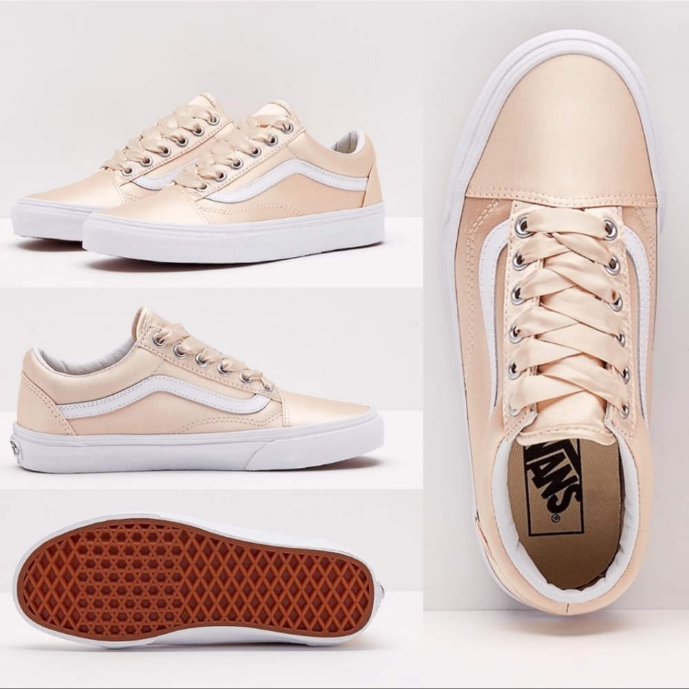 - RARE VANS OLD SKOOL SATIN LUX BLUSH LACE UP SHOES NWT